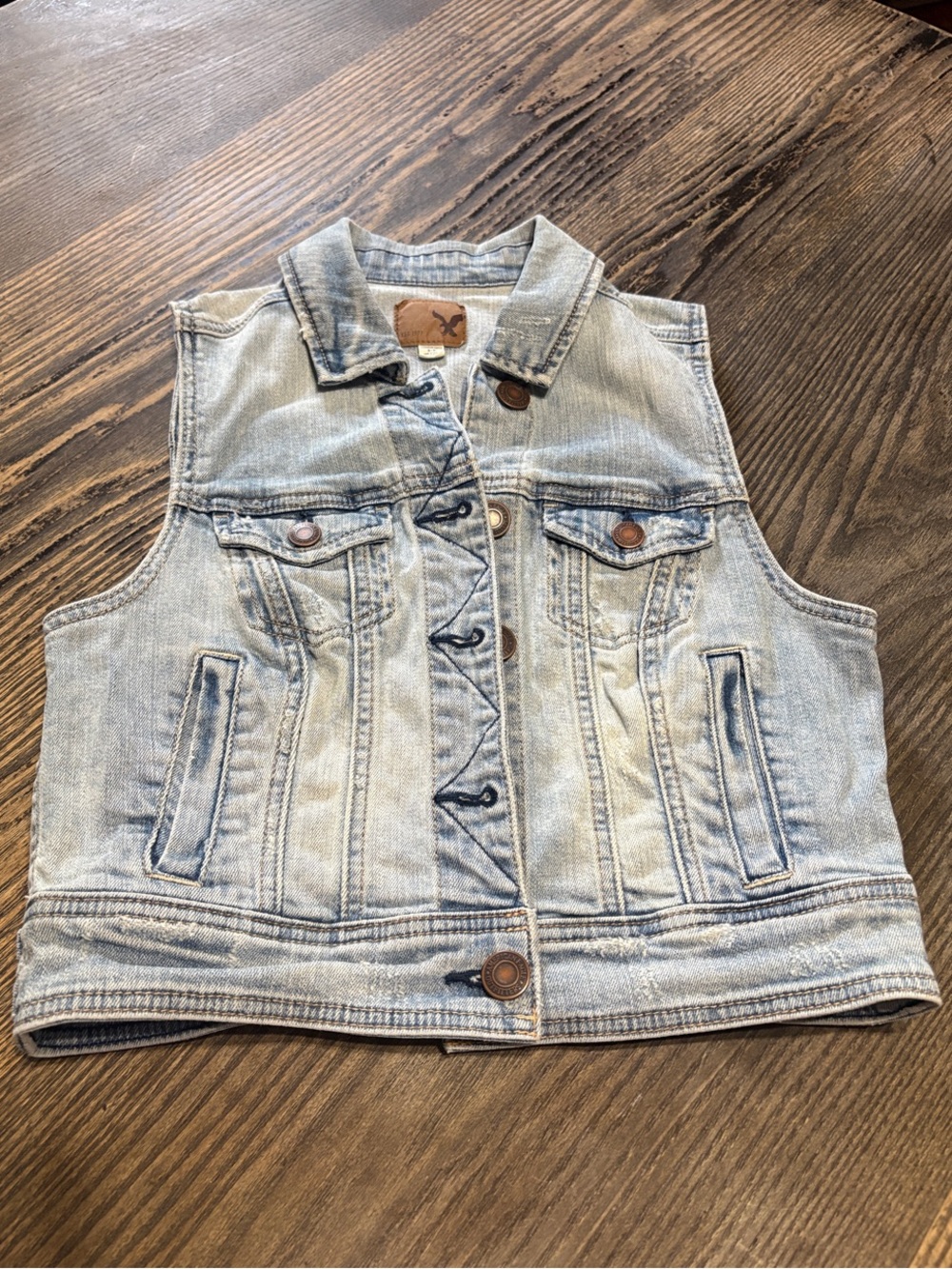American Eagle Light Wash Denim Vest